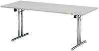 Klapptisch B1800xT700xH725mm grau 25mm Kufen,ger.Gestell Stahl,D.32mm verchr.