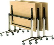 Klapptisch B1800xT700xH735mm grau 25mm Kufen,fahrbar Rdrohr 80x40mm verchr.