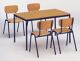 Tisch/Stühle-Set 1 Tisch 1200 x 800mm u.4 Stapelstühle Buche Gestell blau