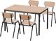 Tisch/Stühle-Set 1 Tisch 1200 x 800mm u.4 Stapelstühle Buche Gestell schwarz