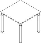 Schreibtisch Sero-H H680-820xB800xT800mm weiß 4-Fuß-Gestell HAMMERBACHER