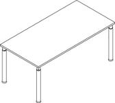 Schreibtisch Sero-H H680-820xB1600xT800mm weiß 4-Fuß-Gestell HAMMERBACHER