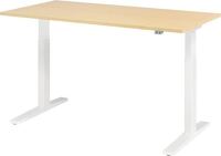 Schreibtisch Teda-P H700-1200xB1600xT800mm Ahorndekor Gestell weiß