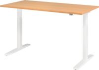 Schreibtisch Teda-P H700-1200xB1600xT800mm Buchedekor Gestell weiß