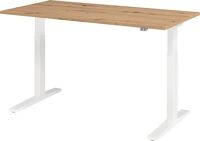 Schreibtisch Teda-P H700-1200xB1600xT800mm Asteichedekor Gestell weiß