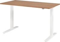 Schreibtisch Teda-P H700-1200xB1600xT800mm Nussbaumdekor Gestell weiß
