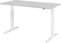 Schreibtisch Teda-P H700-1200xB1600xT800mm lichtgrau Gestell weiß