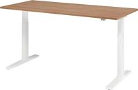 Schreibtisch Teda-P H700-1200xB1800xT800mm Nussbaumdekor Gestell weiß