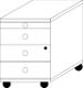 RollcontainerH575xB430xT500mm1 Utensilienfach,3Schubl.sandgrau