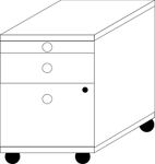 RollcontainerH575xB430xT500mm1Utensilienfach,1Schubl.1Hängeregistratur sandgrau
