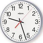 Wanduhr Funkuhr Metall,lack.silber 1,5 V D.300mm Zahlen
