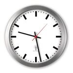 Wanduhr Quarzuhrwerk Ziffernblatt weiß m.Balken D.300mm Alu.-Gehäuse matt