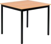 Stahlrohrtisch L800xB800xH740mm Vierkantrohr schwarz Platten-S.19mm Buchedekor