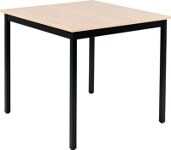 Stahlrohrtisch L800xB800xH740mm Vierkantrohr schwarz Platten-S.19mm Ahorndekor