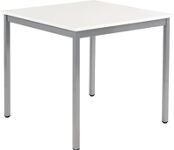Stahlrohrtisch L800xB800xH740mm Vierkantrohr weißalu Platten-S.19mm weiß BMV