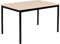 Stahlrohrtisch L800xB1200xH744mm Vierkantrohr schwarz Platten-S.19mm Ahorndekor