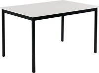 Stahlrohrtisch L800xB1200xH746mm Vierkantrohr schwarz Platten-S.19mm lichtgrau