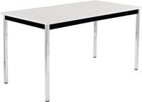 Stahlrohrtisch L700xB1400xH740mm Vierkantrohr schwarz/chrom Platten-S.19mm grau