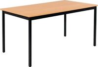 Stahlrohrtisch L800xB1600xH740mm Vierkantrohr schwarz Platten-S.19mm Buchedekor