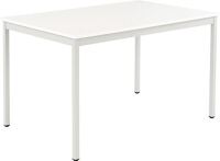 Stahlrohrtisch L800xB1200xH740mm Vierkantrohr lichtgrau Platten-S.25mm weiß BMV