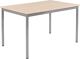 Stahlrohrtisch L800xB1200xH740mm Vierkantrohr weißalu Platten-S.25mm Ahornd.BMV