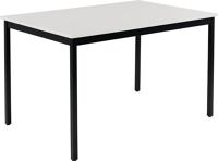 Stahlrohrtisch L1600xB800xH740mm Vierkantrohr schwarz Platten-S.25mm lichtgrau