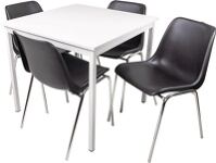 Tisch/Stuhl-Set Schale schwarz Ku.Gestell verchromt/lichtgrau BMV