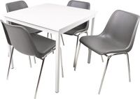 Tisch/Stuhl-Set Schale anth.Ku.Gestell verchromt/lichtgrau BMV