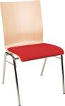 Stapelstuhl Form A45,Sitzpolster rot 20x1,5mm stark,m.Stapelsteg chrom