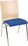 Stapelstuhl Form A45,Sitzpolster blau 20x1,5mm stark,m.Stapelsteg chrom