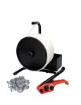 Umreifungsset, NW-Nr.: 9000487662 PES-Band 19mm, m. Bandspanner Verschlussklemmen verz., Bandabroller tragbar  