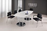 Konferenztisch B2200xT1030xH745mm lichtgrau m.verchromten Tischfüßen