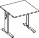 Schreibtisch Bela H650-850xB800xT800mm lichtgrau ger.Form C-Fuß