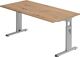 Schreibtisch Bela H650-850xB1600xT800mm Asteiche ger.Form C-Fuß