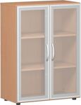 Flügeltürenschrank, NW-Nr.: 9102489016 B800xT420xH1104mm, 3 OH 2 Glastüren Buche   