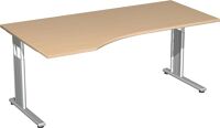 PC-Arbeitstisch H680-820xB1800xT1000/800mm li.Ahorndekor C-Fuß silber GERAMÖBEL