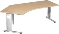 PC-Arbeitstisch H680-820xB2166xT1130mm 135Grad li.Ahornde C-Fuß silber GERAMÖBEL