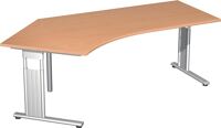 PC-Arbeitstisch H680-820xB2166xT1130mm 135Grad li.Buchede C-Fuß silber GERAMÖBEL
