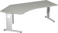 PC-Arbeitstisch H680-820xB2166xT1130mm 135Grad li.grau C-Fuß silber GERAMÖBEL