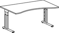 Schreibtisch Cyros H680-820xB1800xT1000/800mm Ahorndek.ergo.Form C-Fuß GERAMÖBEL
