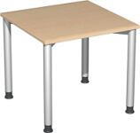 Schreibtisch H680-800xB800xT800mm Ahorndekor ger.Form Rundrohr-Gestell