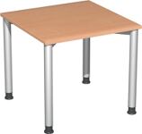 Schreibtisch H680-800xB800xT800mm Buchedekor ger.Form Rundrohr-Gestell