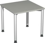 Schreibtisch H680-800xB800xT800mm lichtgrau ger.Form Rundrohr-Gestell