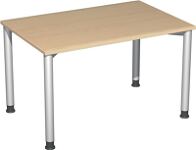 Schreibtisch H680-800xB1200xT800mm Ahorndekor ger.Form Rundrohr-Gestell