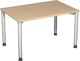 Schreibtisch H680-800xB1200xT800mm Ahorndekor ger.Form Rundrohr-Gestell