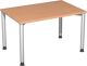 Schreibtisch H680-800xB1200xT800mm Buchedekor ger.Form Rundrohr-Gestell