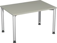 Schreibtisch H680-800xB1200xT800mm lichtgrau ger.Form Rundrohr-Gestell