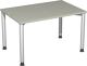 Schreibtisch H680-800xB1200xT800mm lichtgrau ger.Form Rundrohr-Gestell