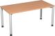 Schreibtisch H680-800xB1600xT800mm Buchedekor ger.Form Rundrohr-Gestell