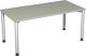 Schreibtisch H680-800xB1600xT800mm lichtgrau ger.Form Rundrohr-Gestell